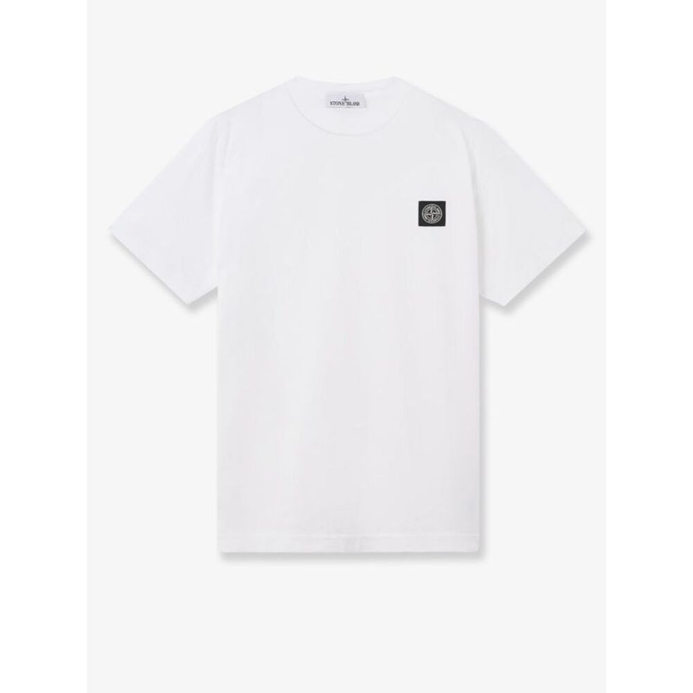 Stone Island Men Cotton T-Shirt With Front Logo Patch